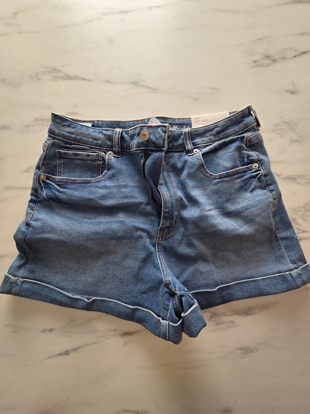 American Eagle Outfitters Medium Blue Denim Roll-Hem Shorts